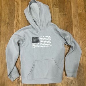 Columbia PFG Gray Hoodie with Fish Flag Design Boys Size Small (8)